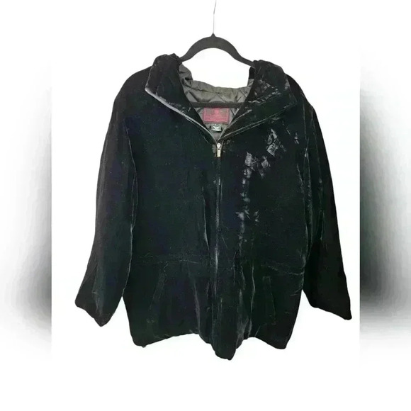 Lauren Ralph Lauren Jackets & Blazers - WOMENS LAUREN RALPH LAUREN BLACK VELVET SILK HOODED COAT PARKA LARGE